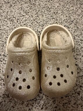 CROCS Kids Glitter Lined Clog - Champagne